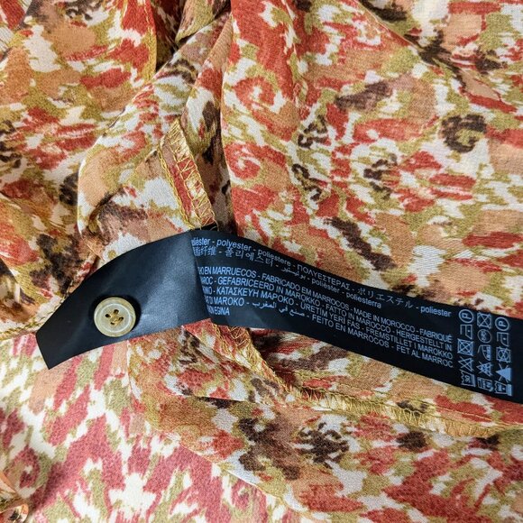 ZARA Womens Button Down The Nico Blouse Top Size S Red Brown Print NWT - Picture 6 of 6